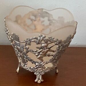 Ornate Silverplate Cherubs and Angels Frosted Bowl C & Co